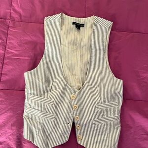 GAP White and Black Striped Vest with Cream Lining